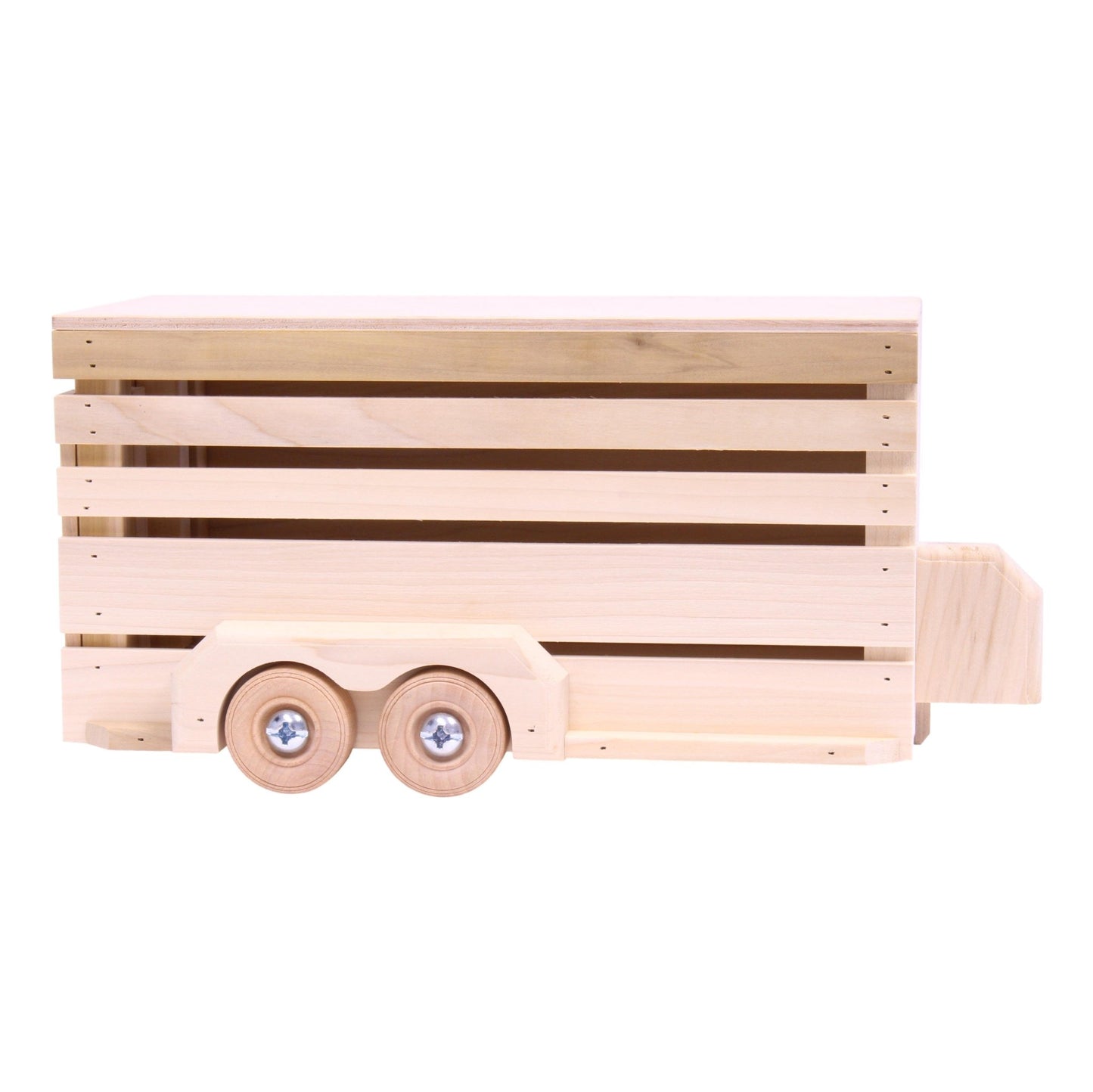 Amish - Made Wooden Horse Trailer Toy, Unfinished Wood - The Nurturing Nook