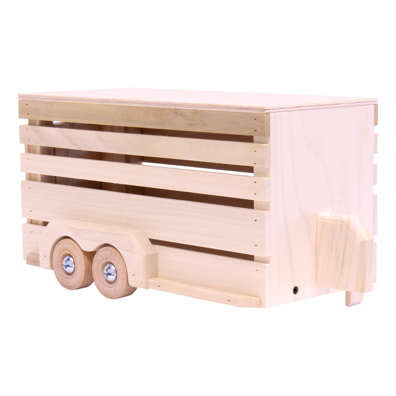 Amish-made Wooden horse trailer toy, unfinished wood