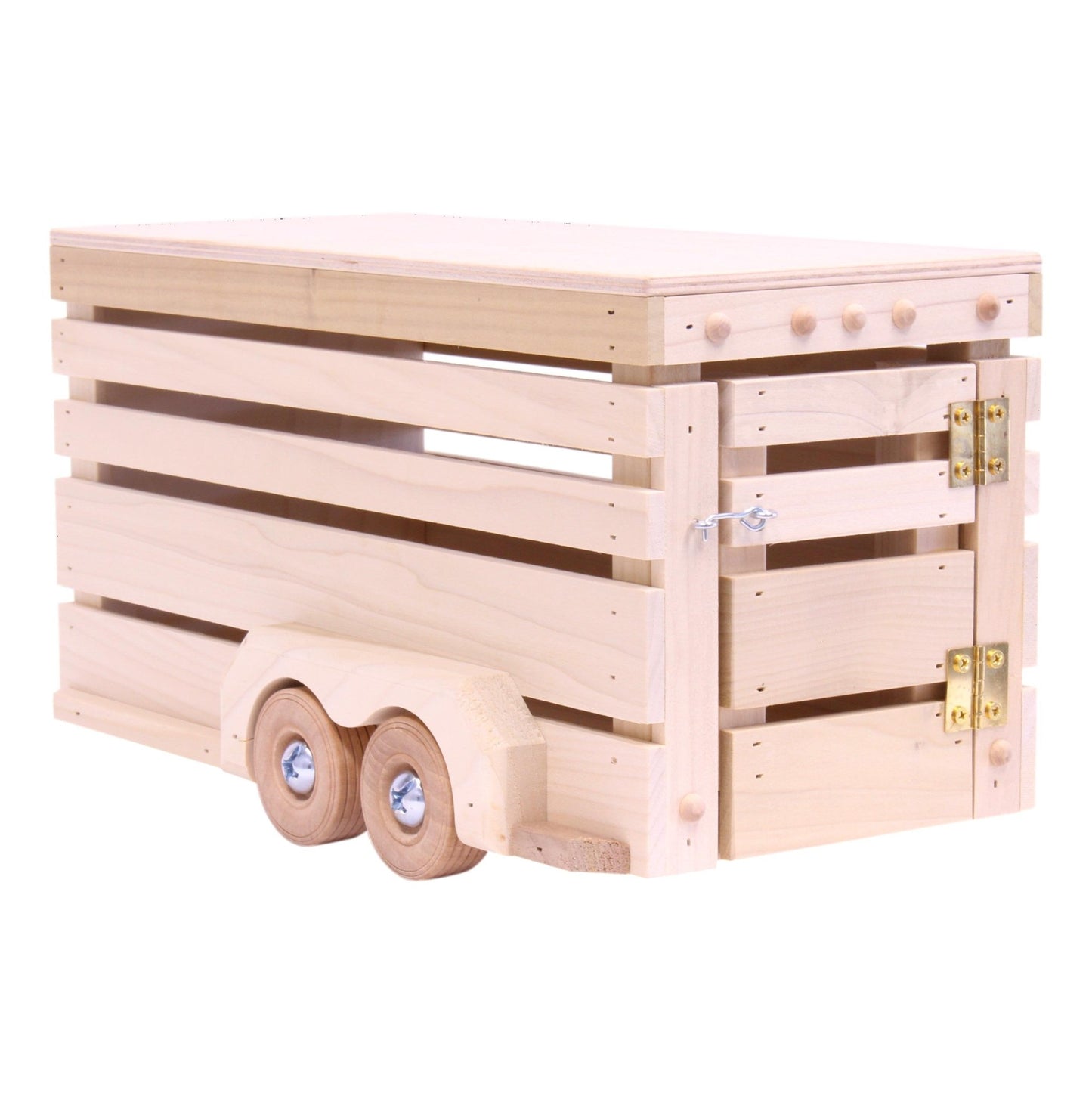 Amish - Made Wooden Horse Trailer Toy, Unfinished Wood - The Nurturing Nook