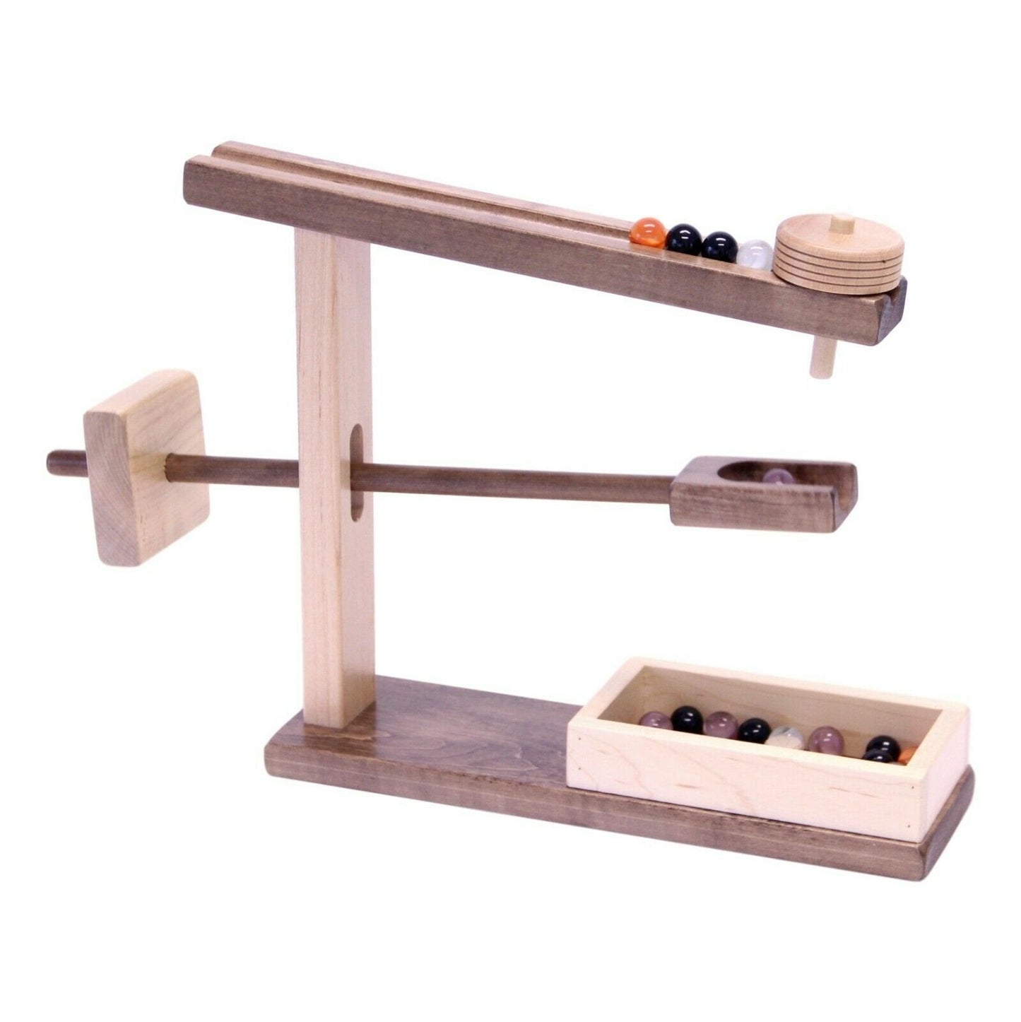 Amish - made Wooden marble roller machine toy, child - safe maple/walnut finish - The Nurturing Nook