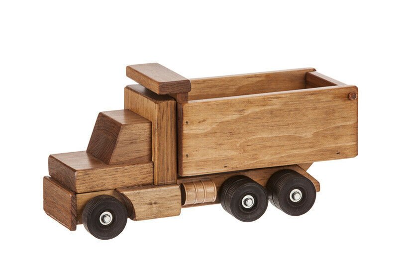 Amish - Made Wooden Toy Dump Truck, Kid - Safe Finish - The Nurturing Nook