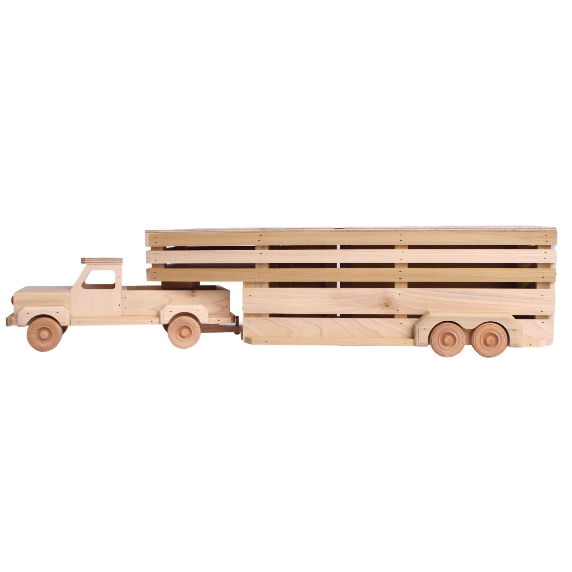 Amish - Made Wooden Toy Pickup and Gooseneck Trailer Set - The Nurturing Nook