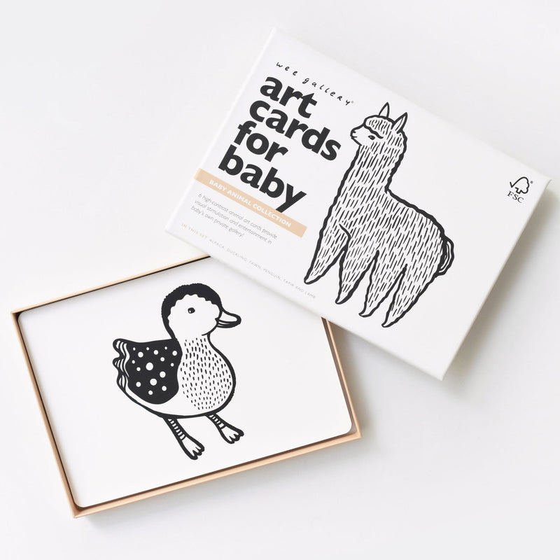 Black and white art cards for baby – baby animal collection