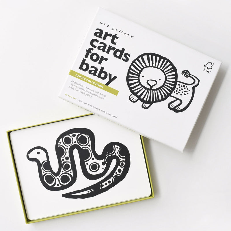 Black and white art cards for baby - jungle collection