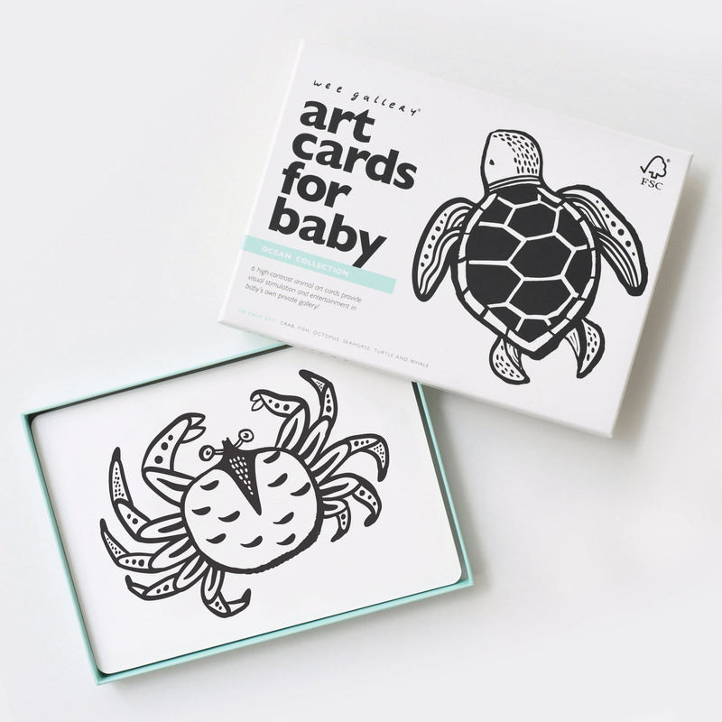 High contrast ocean animal collection art cards for babies