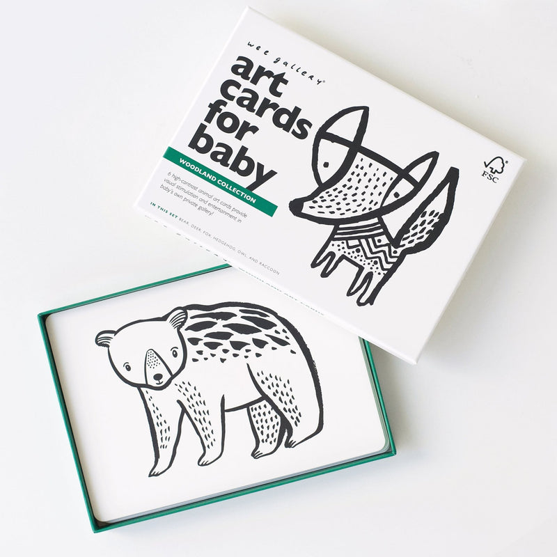 Woodland art cards for baby – high-contrast visual toy