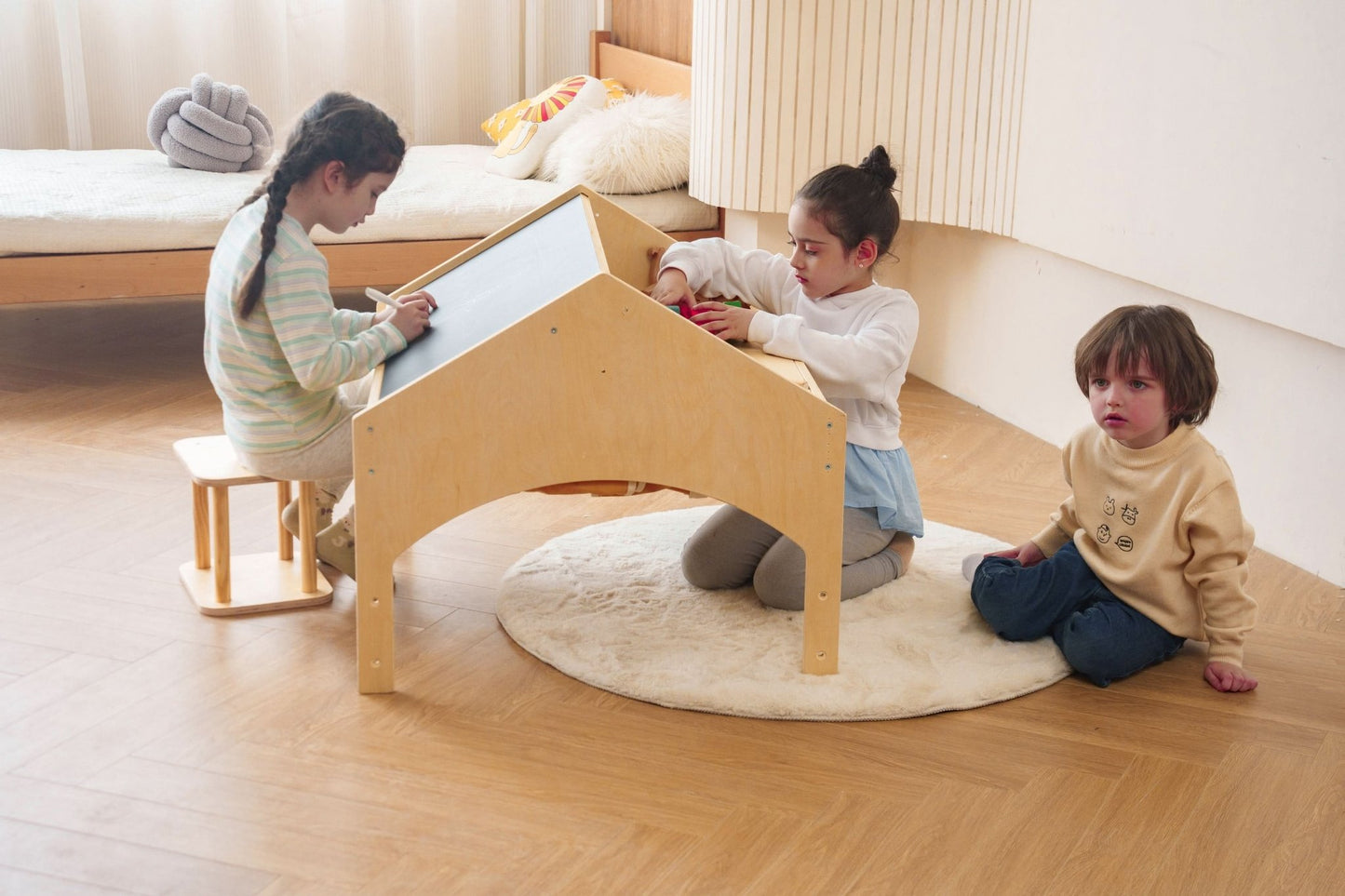 Ash - Wood Adjustable Learning Tent with Desk and Chair - The Nurturing Nook