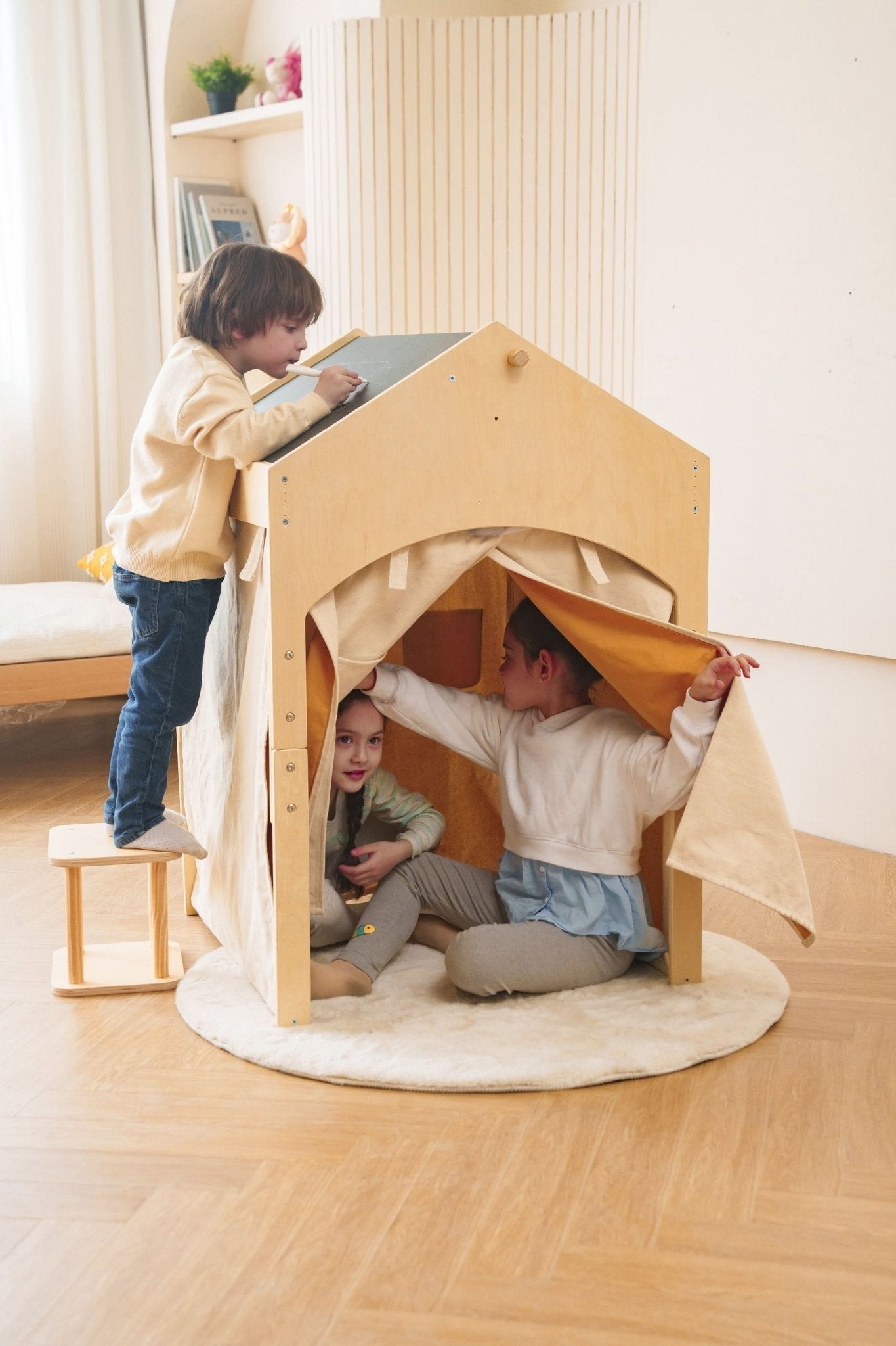 Ash - Wood Adjustable Learning Tent with Desk and Chair - The Nurturing Nook