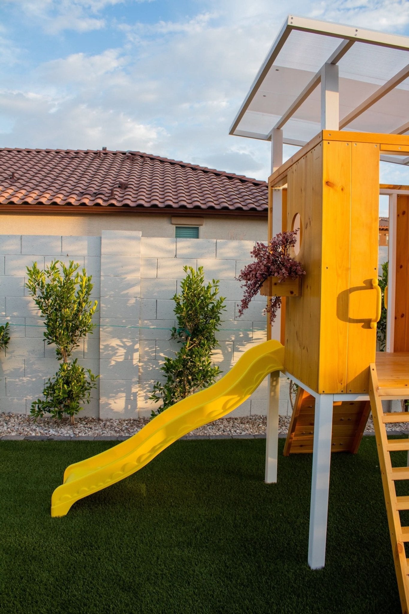 Backyard outdoor swing set with slide 2 swings & trapeze bar - The Nurturing Nook