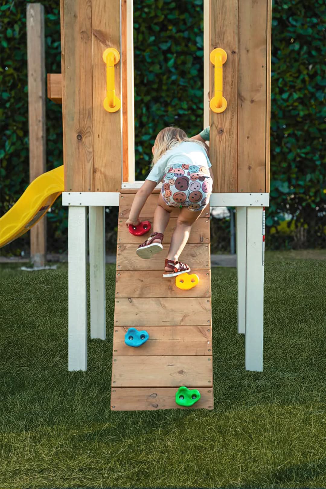 Backyard outdoor swing set with slide 2 swings & trapeze bar - The Nurturing Nook