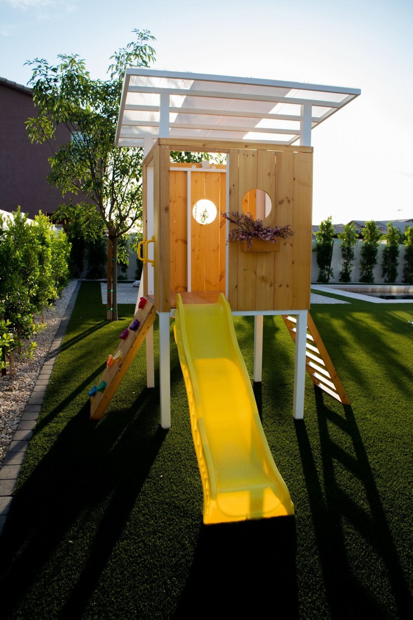 Backyard outdoor swing set with slide 2 swings & trapeze bar - The Nurturing Nook