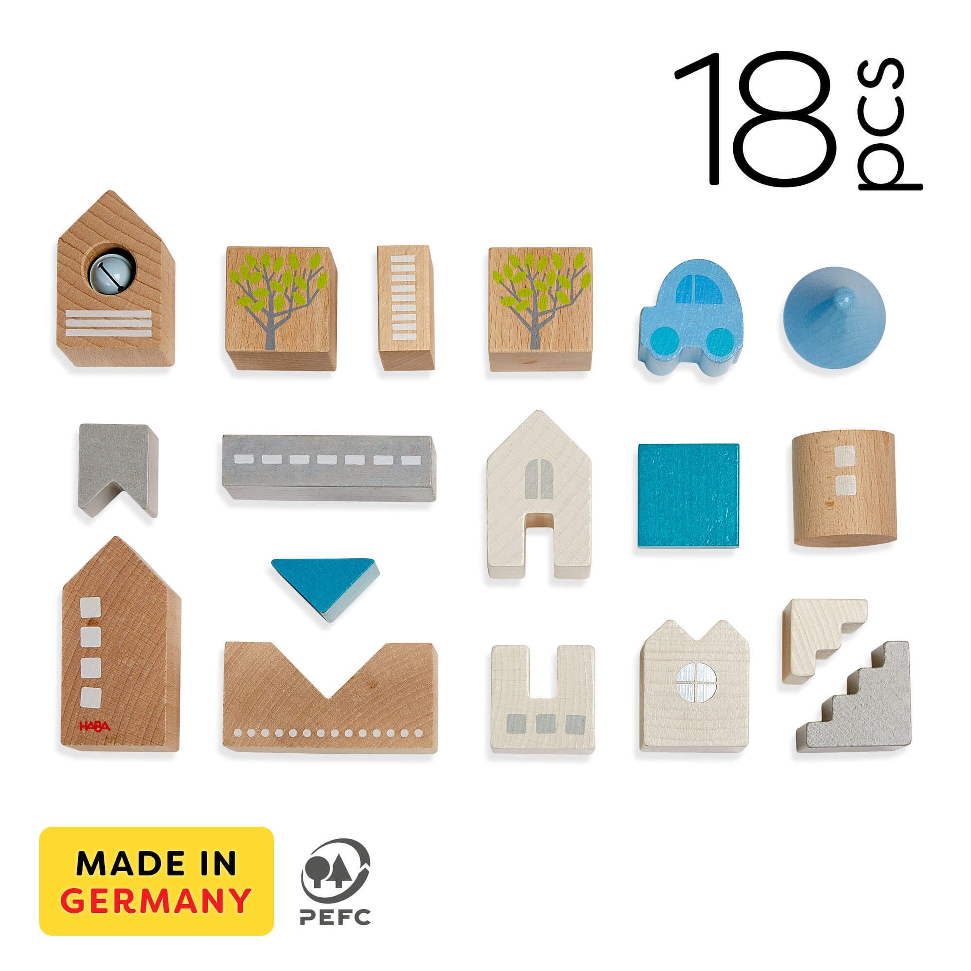 Bad Rodach 18 Piece Wooden Building Blocks - The Nurturing Nook