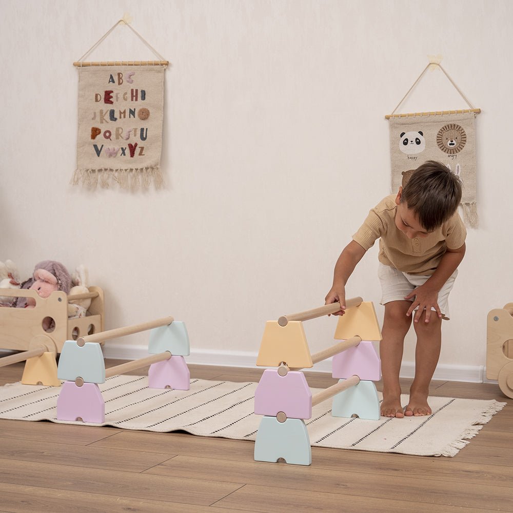 Balance beam set – modular planks or nogs (stackable design) - The Nurturing Nook