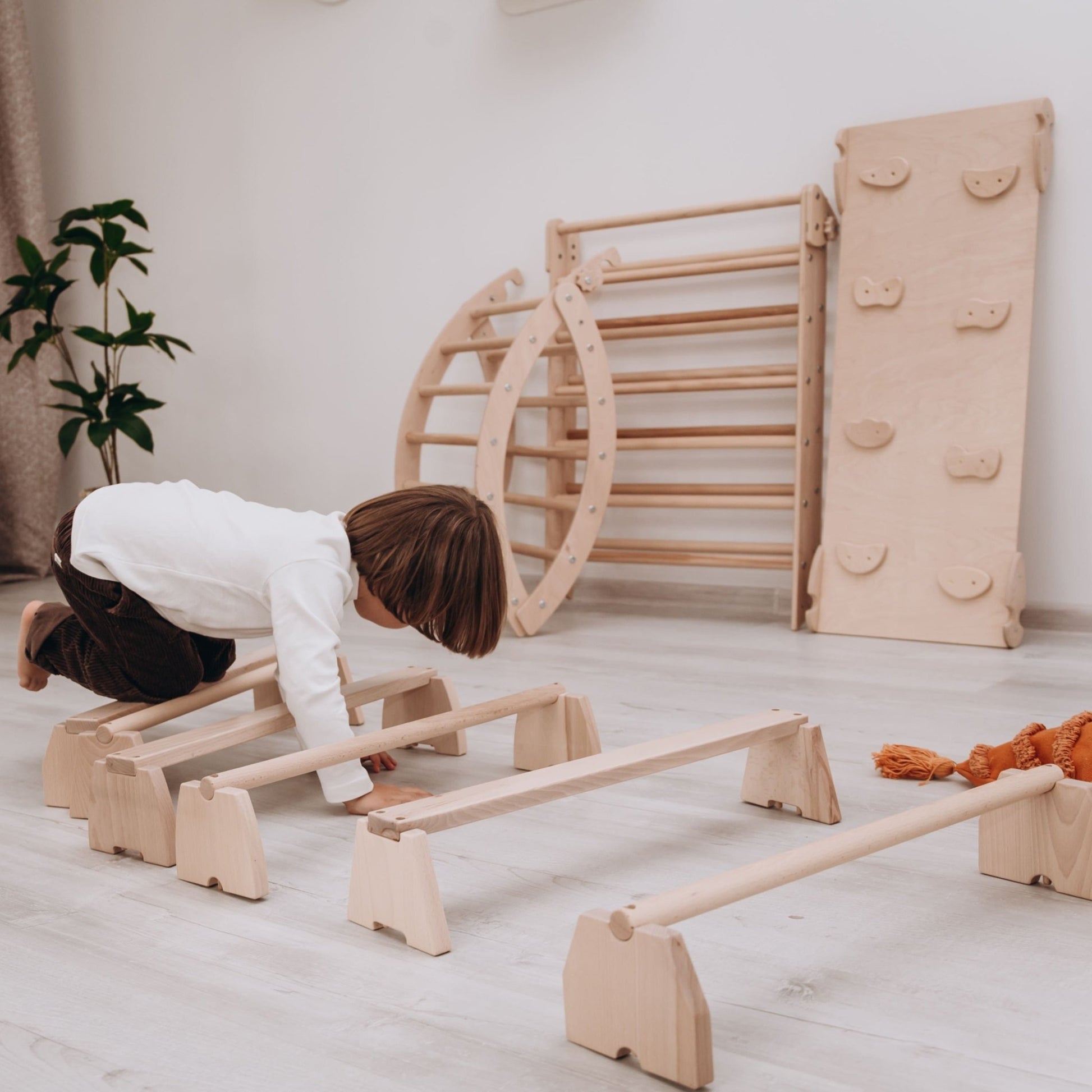 Balance beam set – modular planks or nogs (stackable design) - The Nurturing Nook