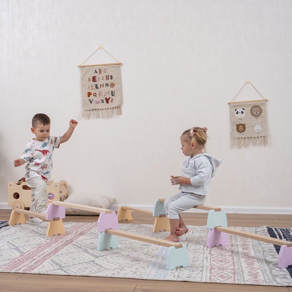 Balance beam set – modular planks or nogs (stackable design) - The Nurturing Nook