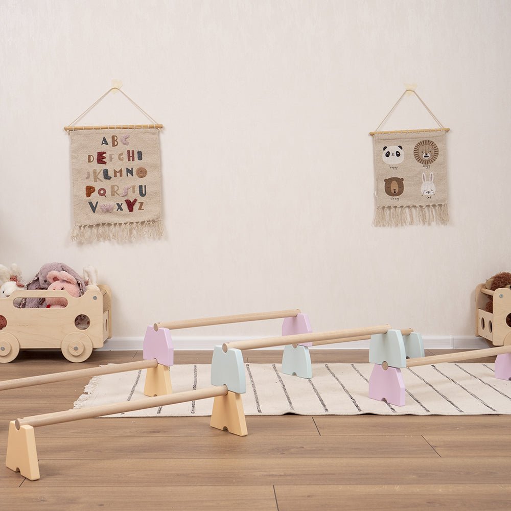 Balance beam set – modular planks or nogs (stackable design) - The Nurturing Nook