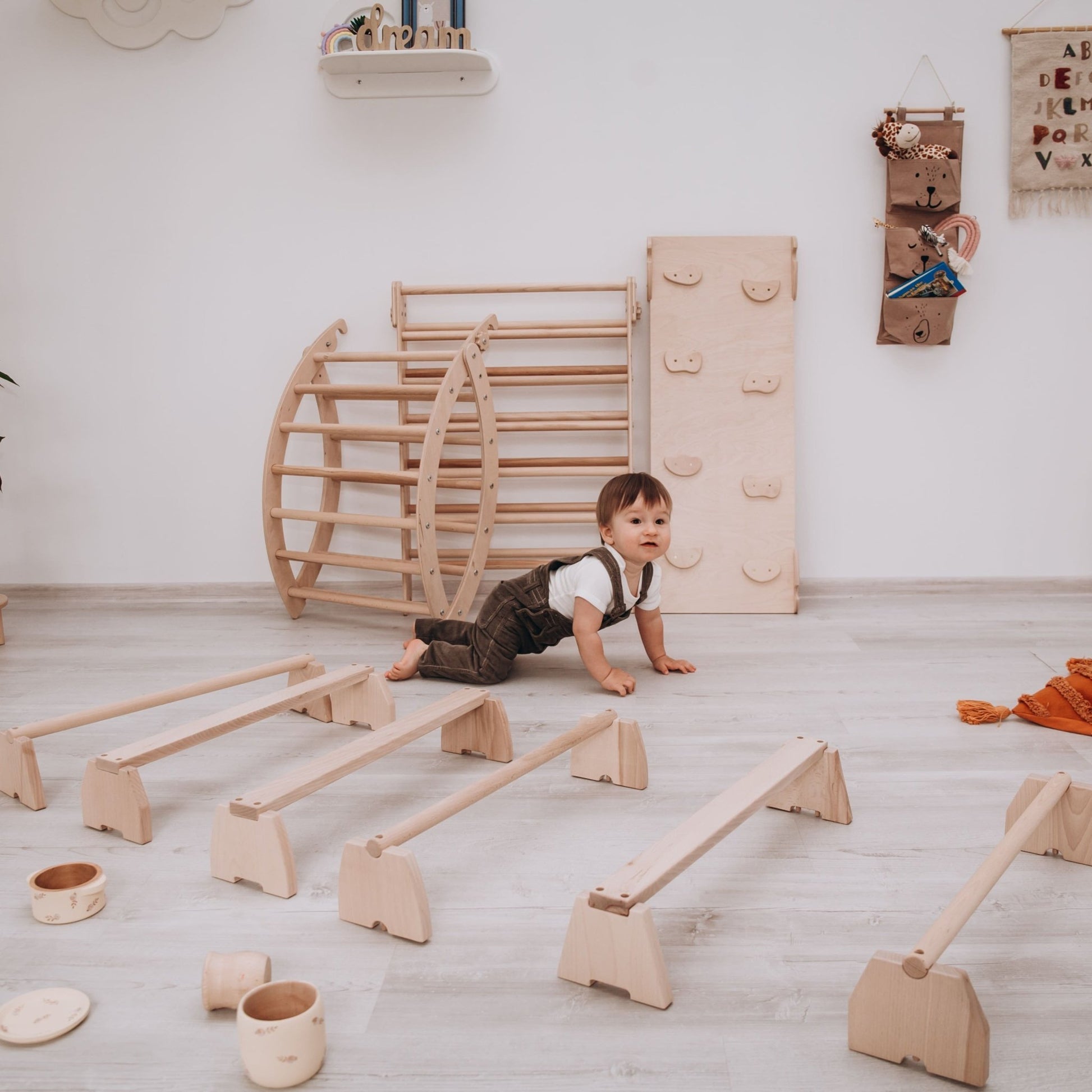 Balance beam set – modular planks or nogs (stackable design) - The Nurturing Nook