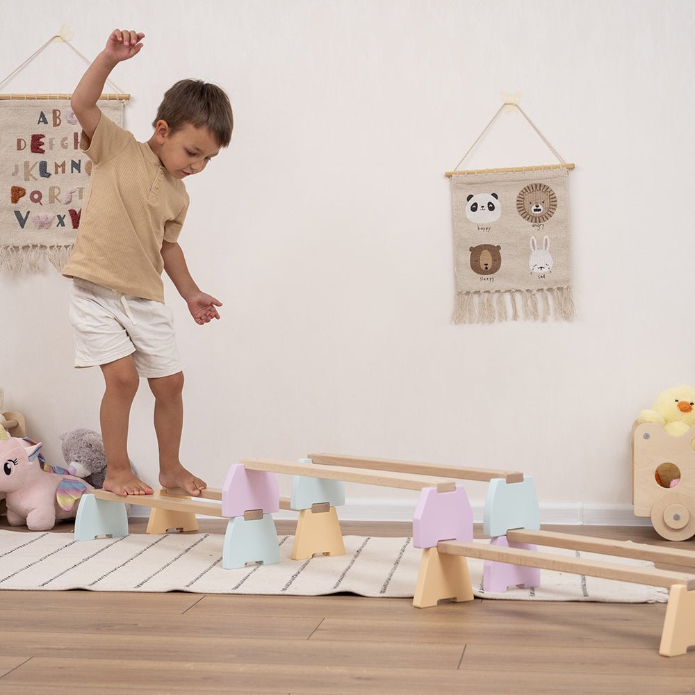 Balance beam set – modular planks or nogs (stackable design) - The Nurturing Nook