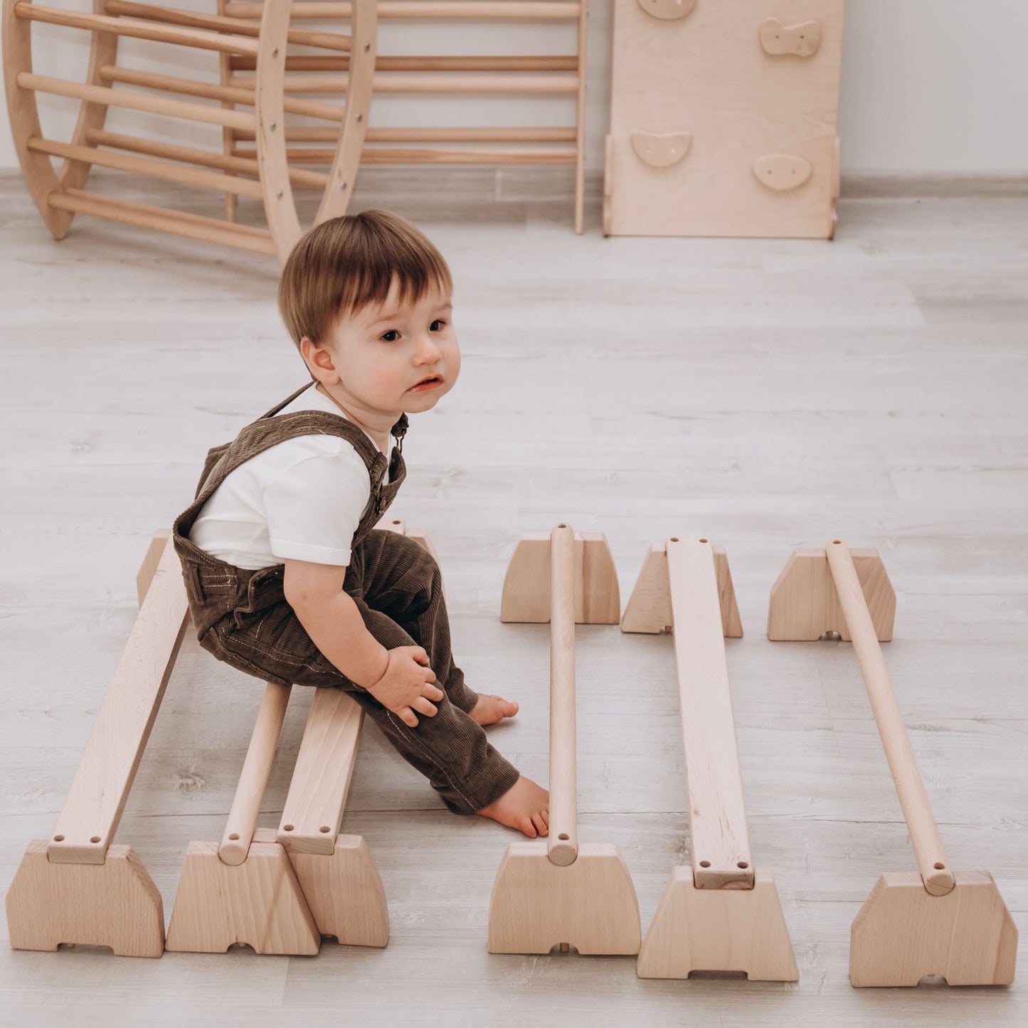 Balance beam set – modular planks or nogs (stackable design) - The Nurturing Nook