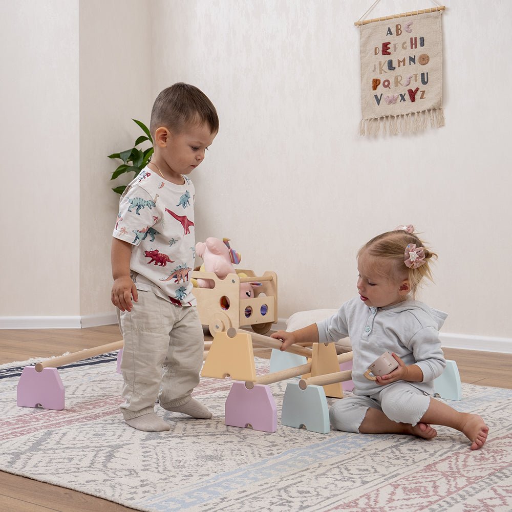Balance beam set – modular planks or nogs (stackable design) - The Nurturing Nook