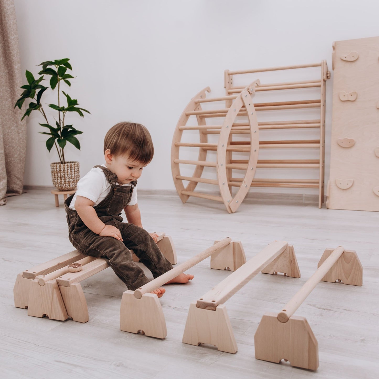Balance beam set – modular planks or nogs (stackable design) - The Nurturing Nook