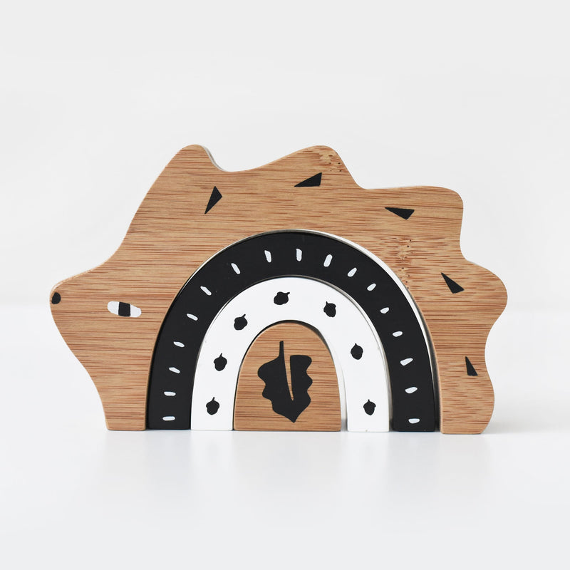 Bamboo stacking and nesting hedgehog puzzle for toddlers