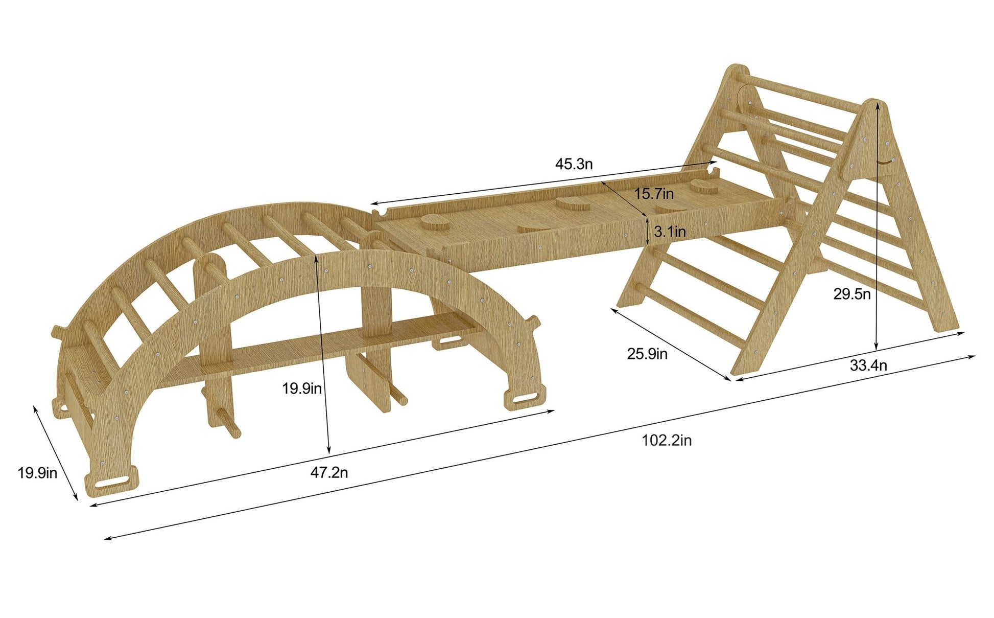 Bazel - Pikler 6 - in - 1 climber with rocker arch and slide set - The Nurturing Nook