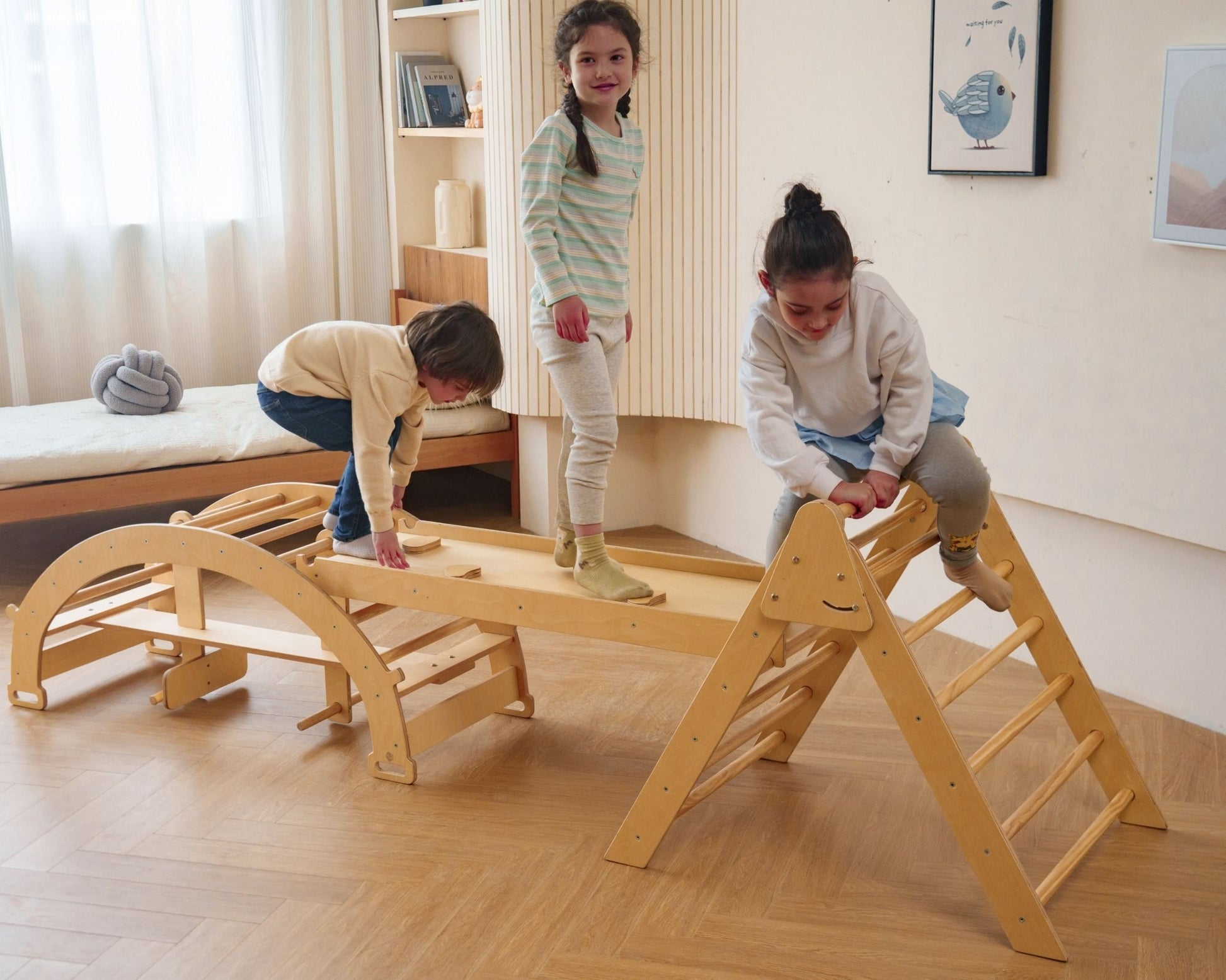 Bazel - Pikler 6 - in - 1 climber with rocker arch and slide set - The Nurturing Nook