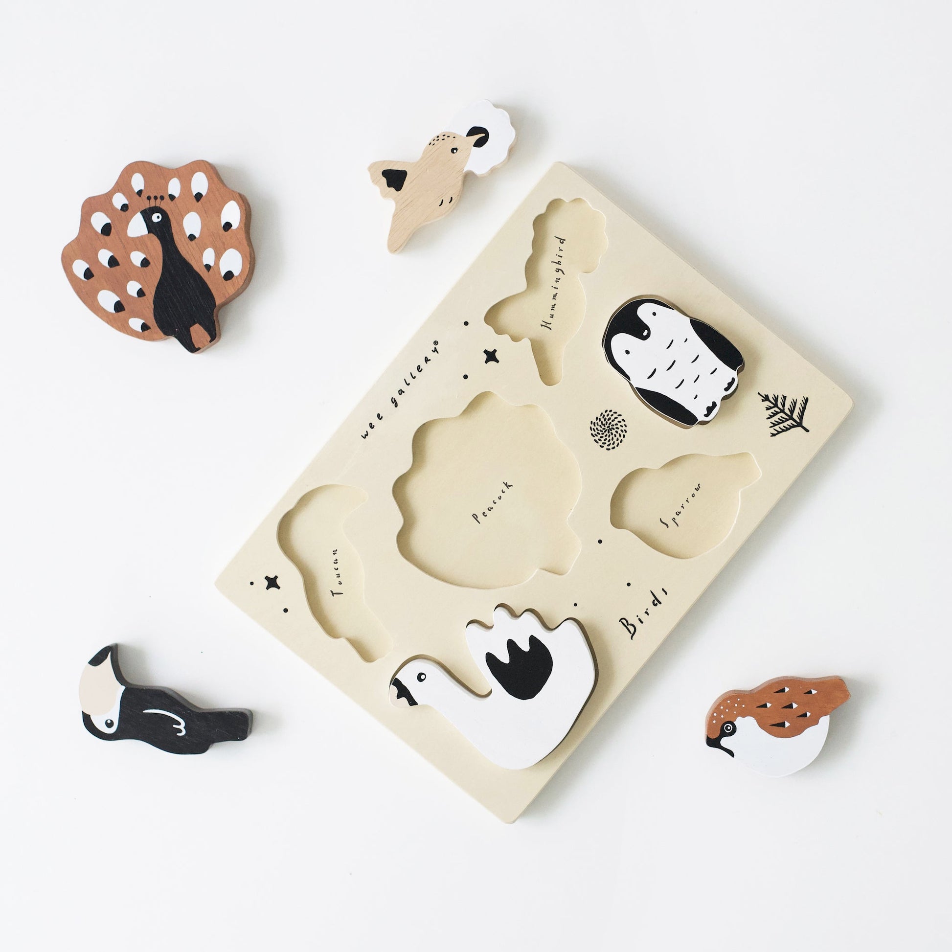 Birds wooden tray puzzle – eco - friendly, multi - use toy for ages 2+ - The Nurturing Nook