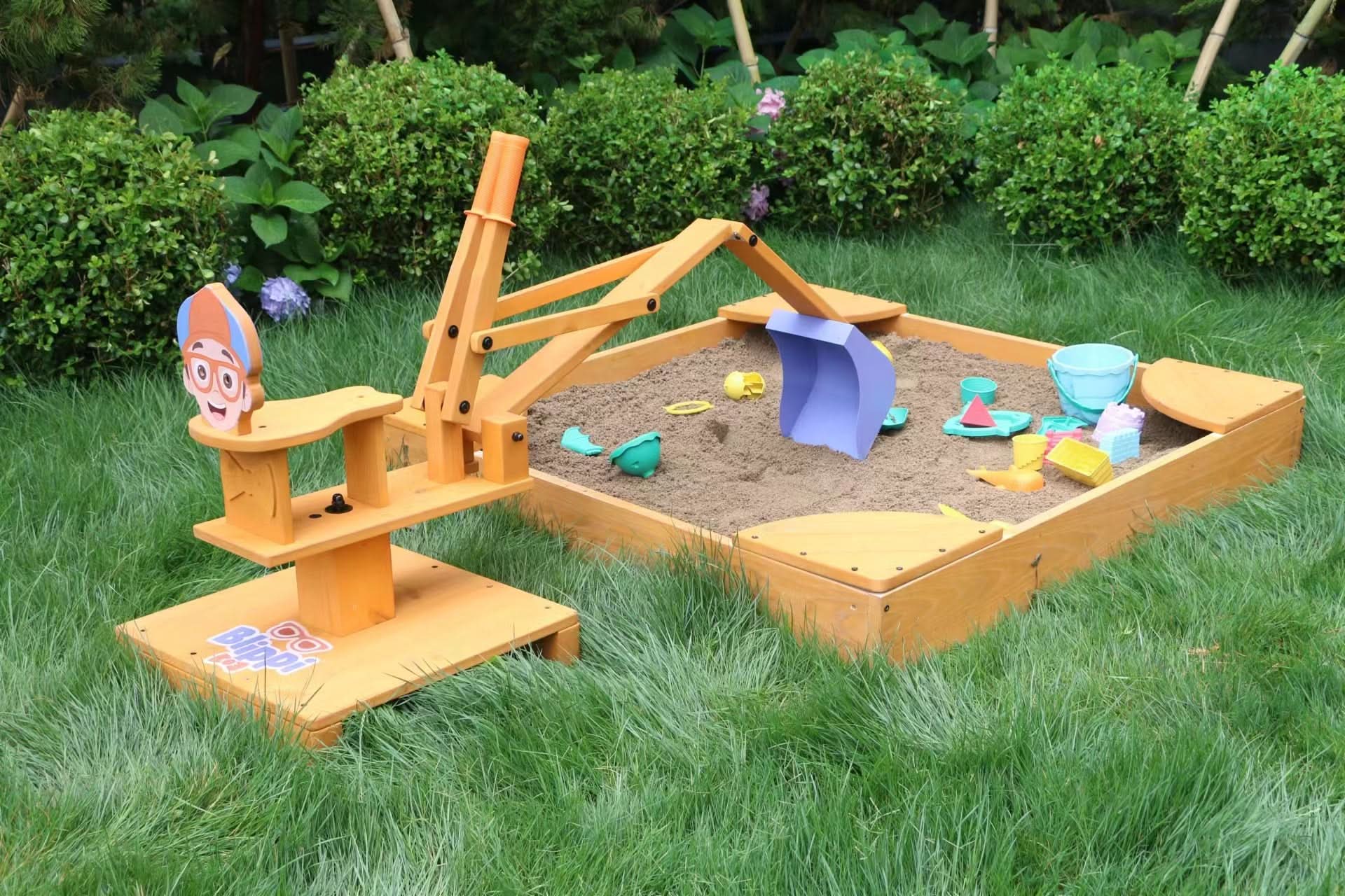 Blippi excavator wooden ride - on for pretend outdoor play - The Nurturing Nook