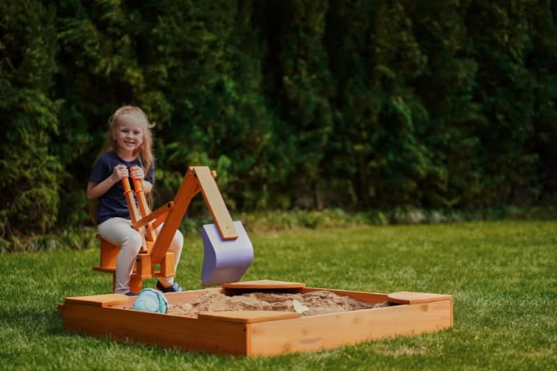 Blippi excavator wooden ride - on for pretend outdoor play - The Nurturing Nook