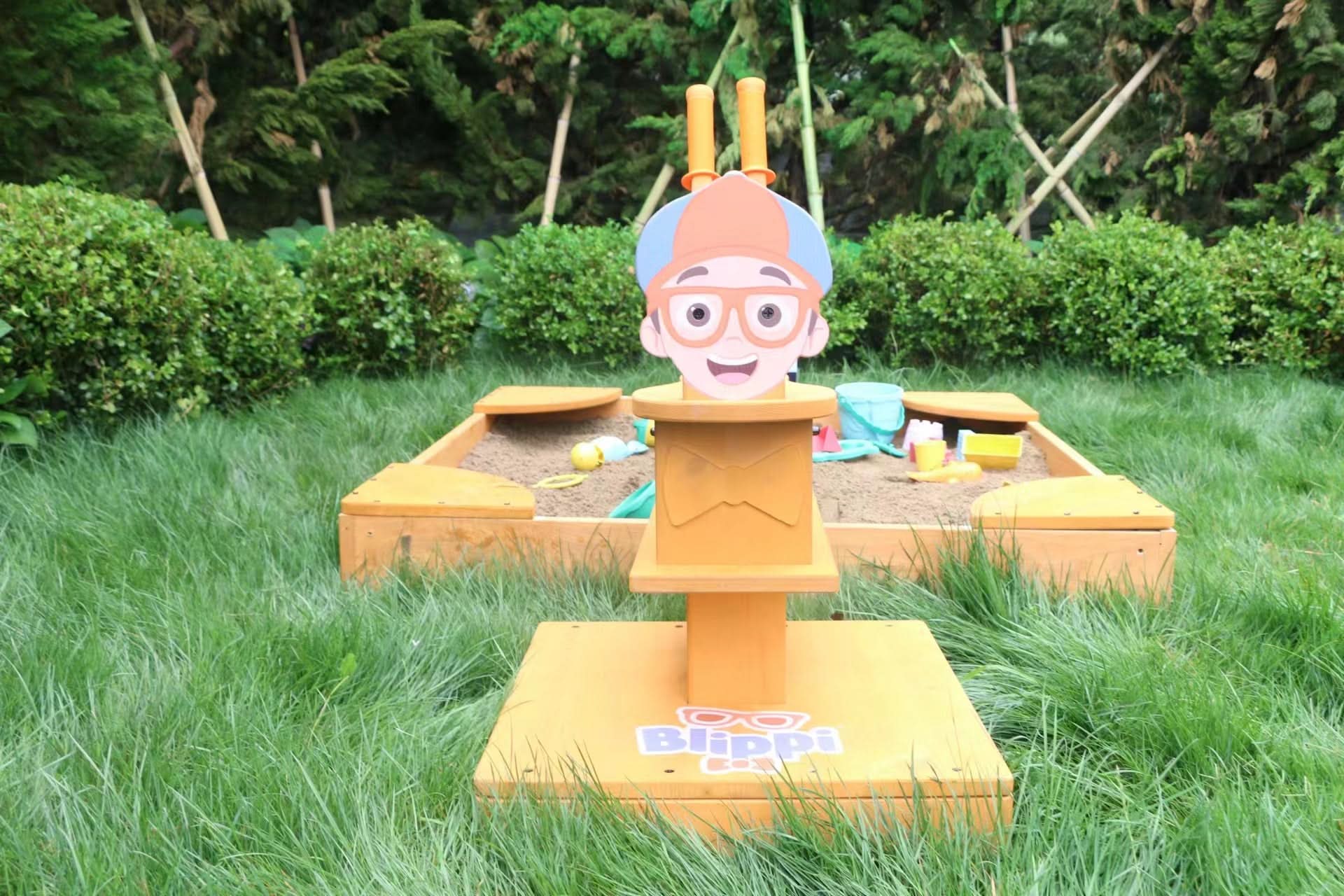 Blippi excavator wooden ride - on for pretend outdoor play - The Nurturing Nook