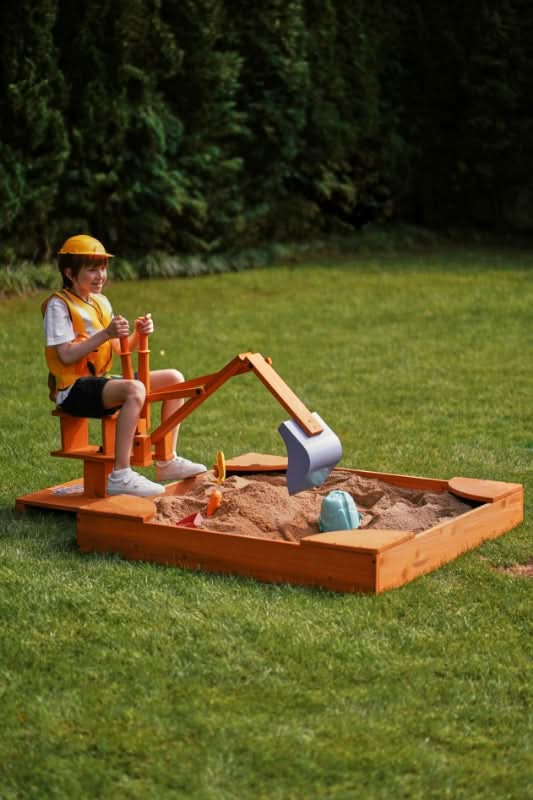 Blippi excavator wooden ride - on for pretend outdoor play - The Nurturing Nook