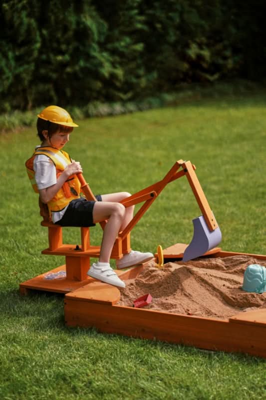 Blippi excavator wooden ride - on for pretend outdoor play - The Nurturing Nook