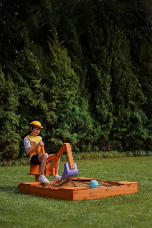 Blippi excavator wooden ride - on for pretend outdoor play - The Nurturing Nook