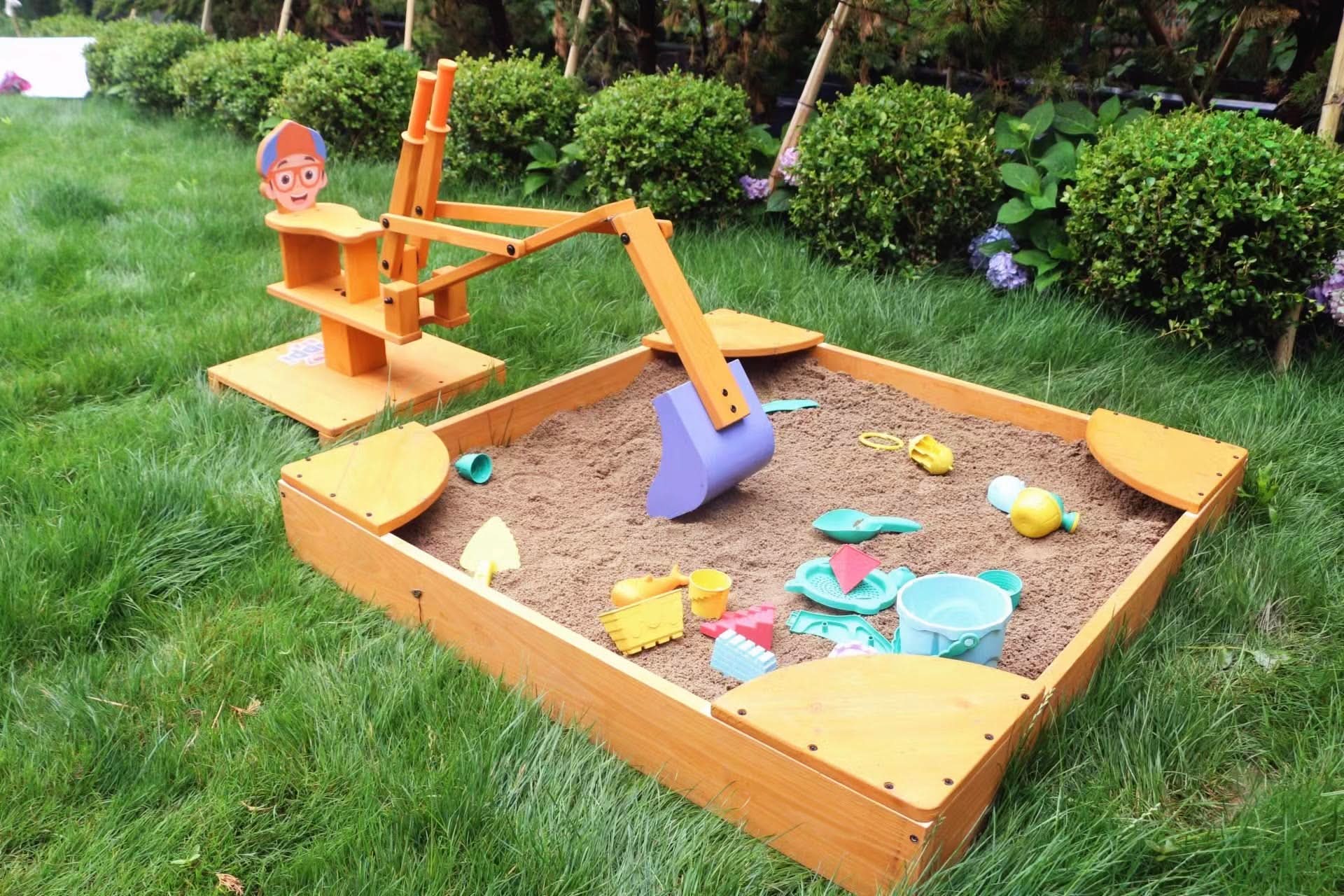 Blippi excavator wooden ride - on for pretend outdoor play - The Nurturing Nook