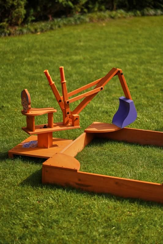 Blippi excavator wooden ride - on for pretend outdoor play - The Nurturing Nook
