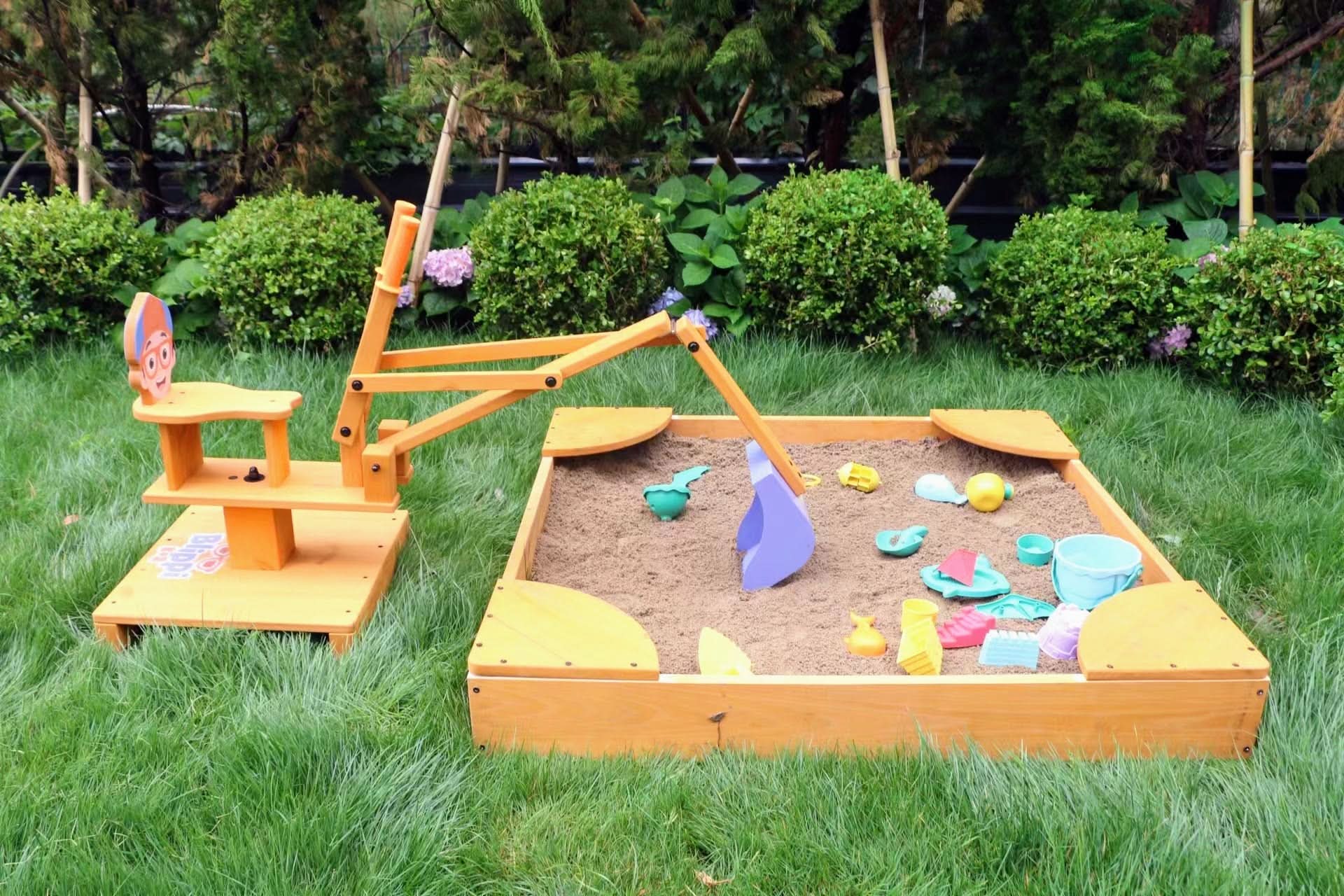 Blippi excavator wooden ride - on for pretend outdoor play - The Nurturing Nook