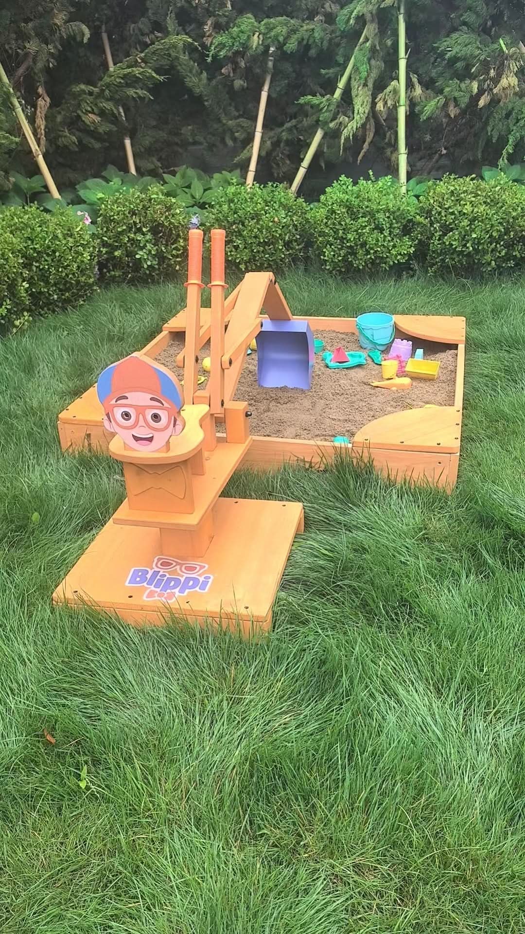 Blippi excavator wooden ride - on for pretend outdoor play - The Nurturing Nook