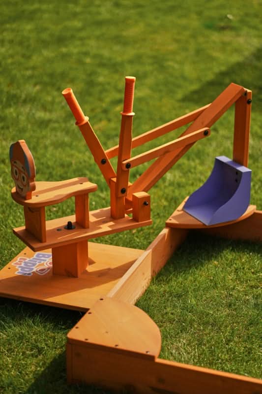 Blippi excavator wooden ride - on for pretend outdoor play - The Nurturing Nook