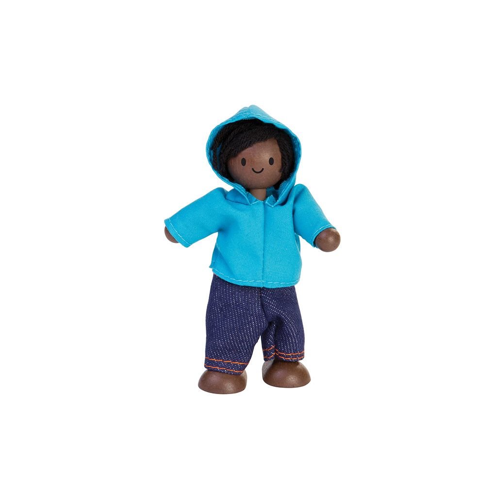 Boy Dollhouse Figure - Dark Skin Tone - The Nurturing Nook