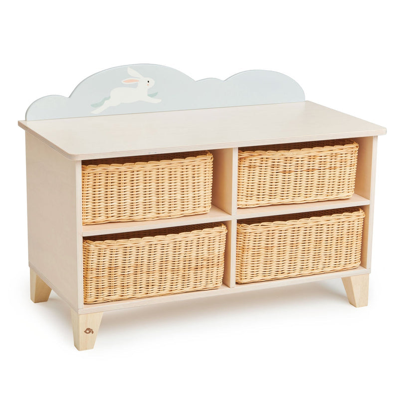 Tender Leaf bunny toy storage unit with wicker baskets