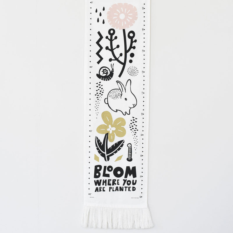 Organic cotton canvas growth chart for nursery - bloom