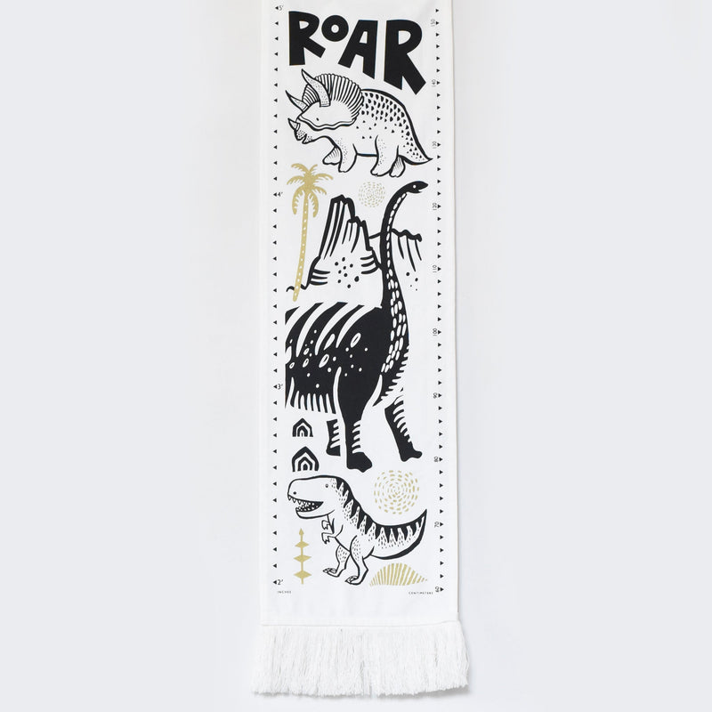 Organic cotton canvas growth chart - dinos wall chart