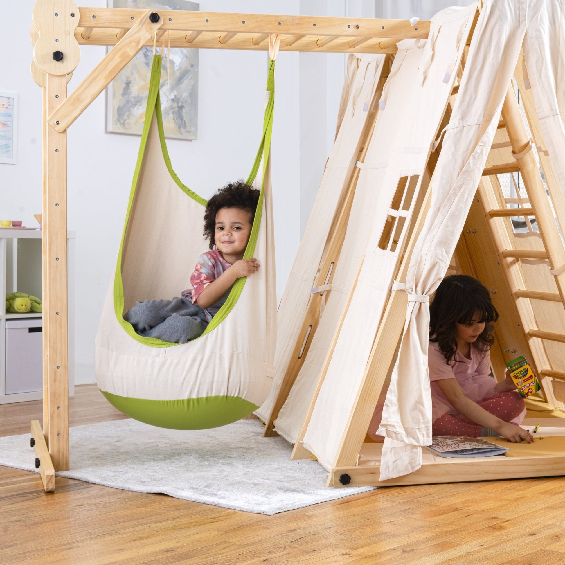 Chestnut - 8 - in - 1 wooden jungle gym for toddlers - The Nurturing Nook
