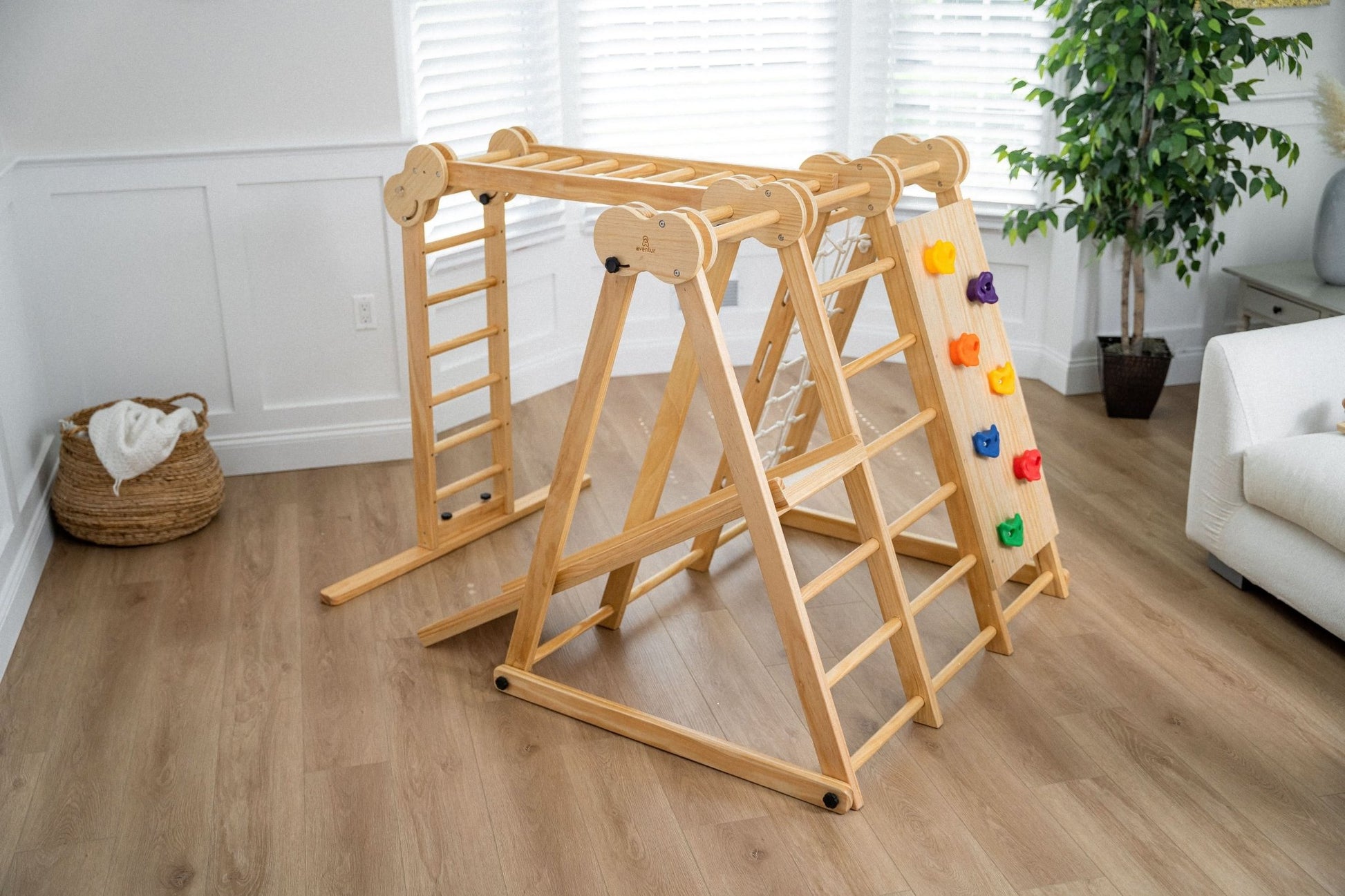Chestnut - 8 - in - 1 wooden jungle gym for toddlers - The Nurturing Nook