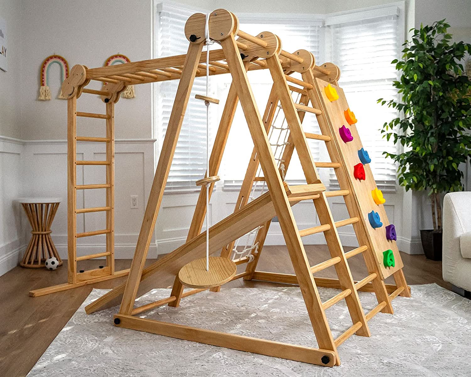 Chestnut - 8 - in - 1 wooden jungle gym for toddlers - The Nurturing Nook