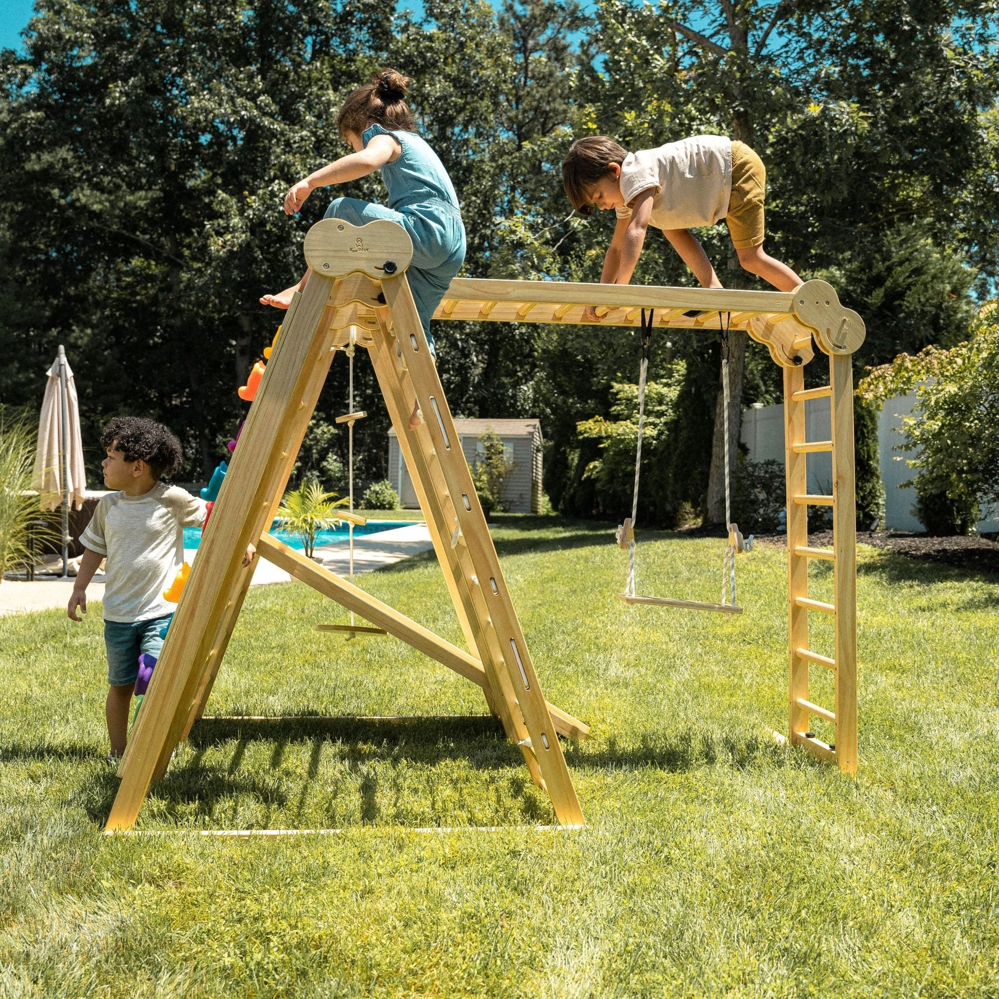 Chestnut - 8 - in - 1 wooden jungle gym for toddlers - The Nurturing Nook