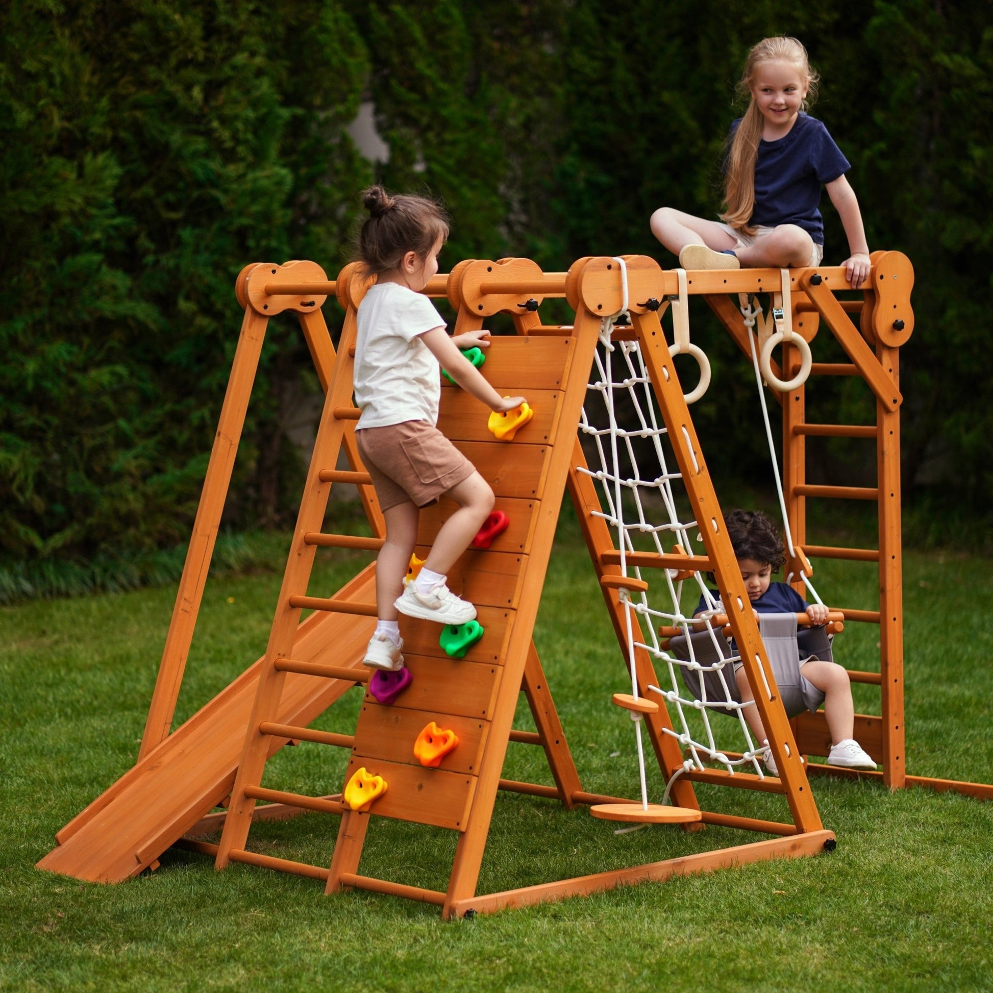 Chestnut - 8 - in - 1 wooden jungle gym for toddlers - The Nurturing Nook