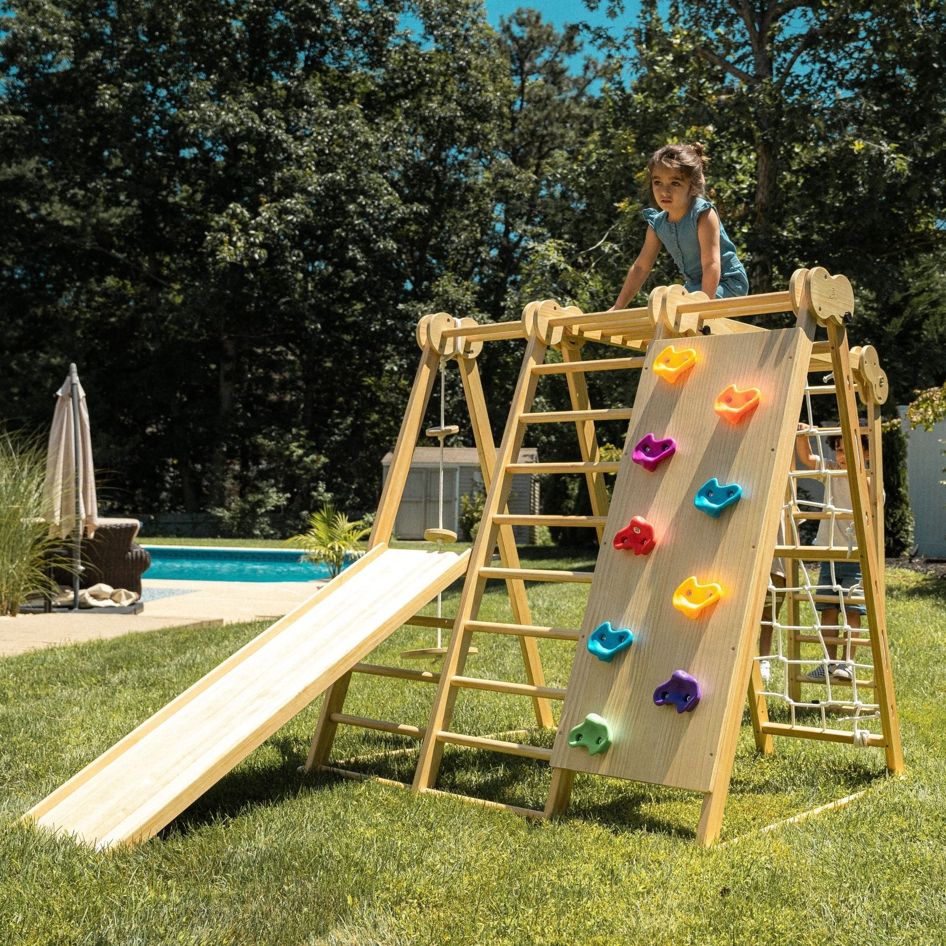 Chestnut - 8 - in - 1 wooden jungle gym for toddlers - The Nurturing Nook